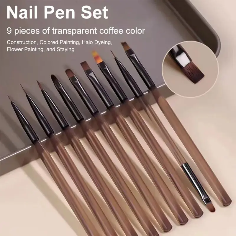 Nail Art Rame - 9Pcs Multi Head Nail Art Brush
