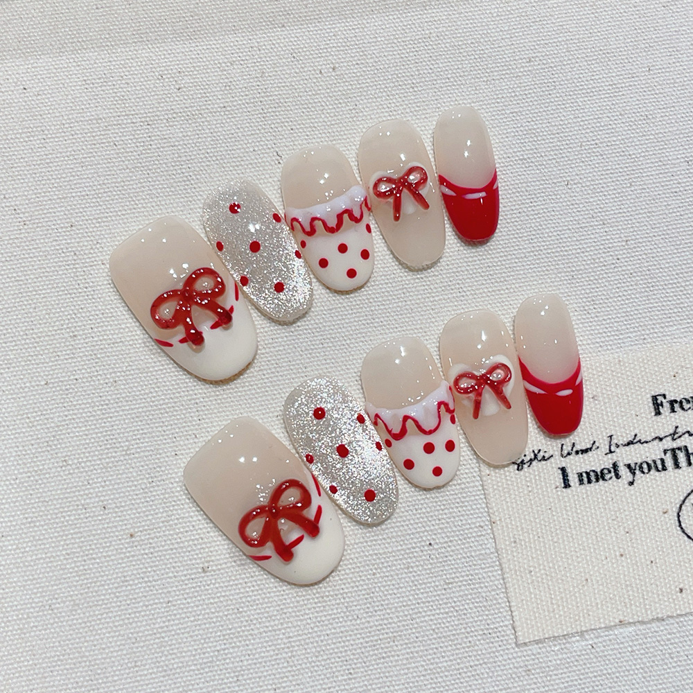 10pcs Short Oval Handmade Pres - Nail Art Red review and price