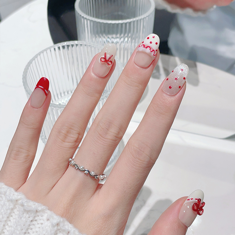 10pcs Short Oval Handmade Pres - Nail Art Red review and price