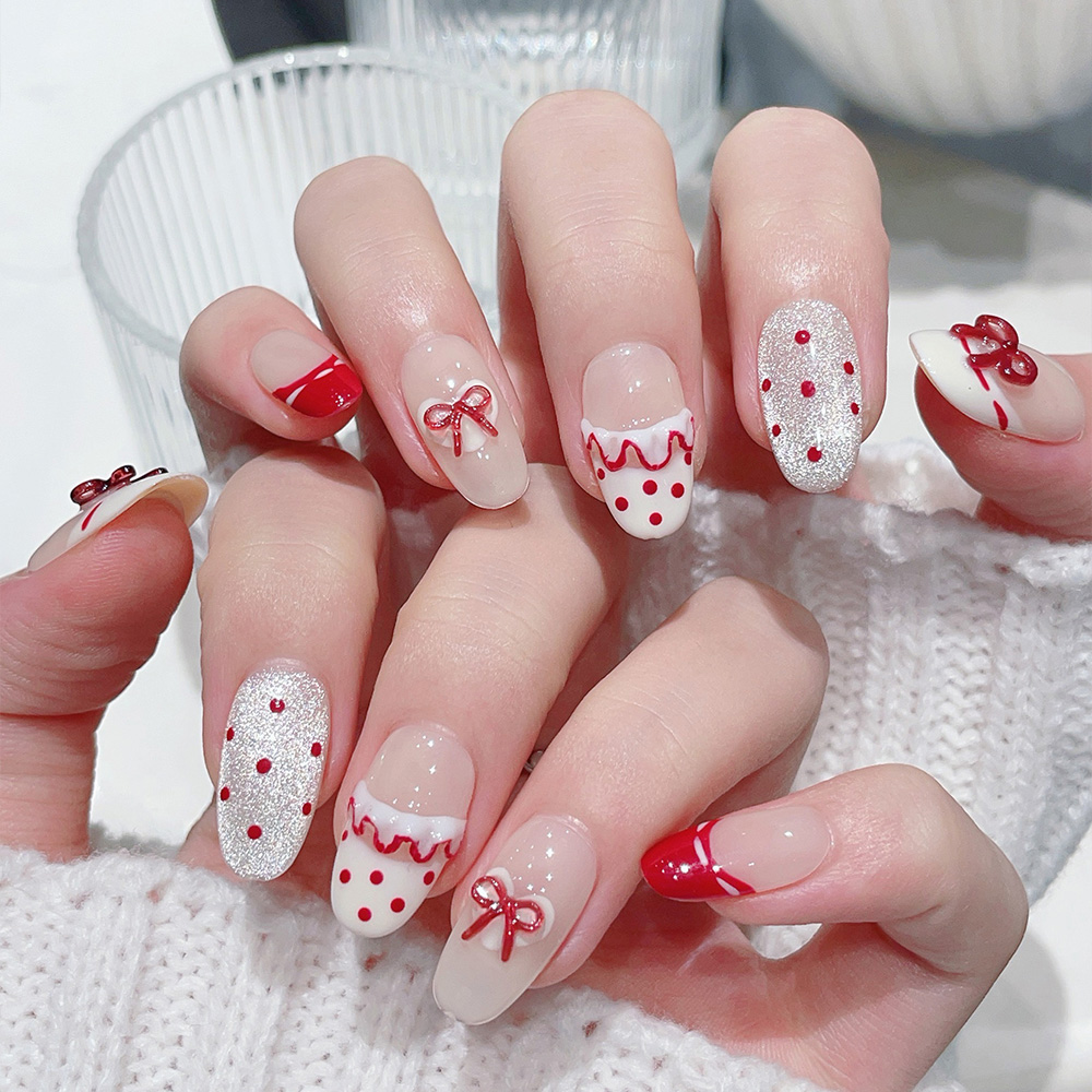 10pcs Short Oval Handmade Pres - Nail Art Red review and price