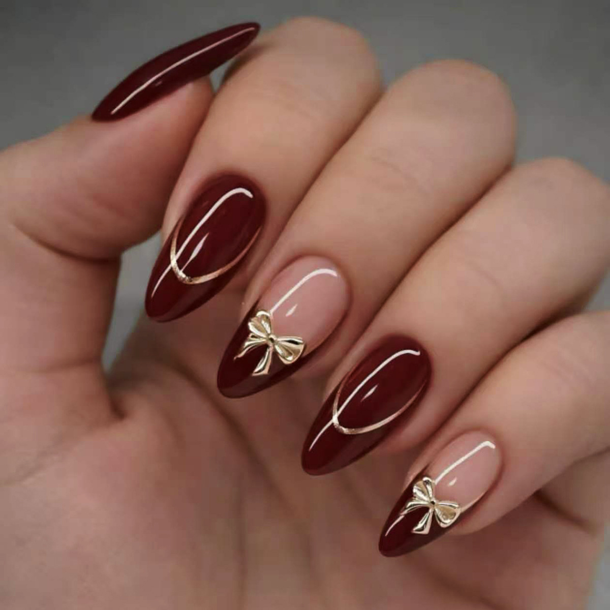 24Pcs Retro Wine Red French Al - Nail Art Red review and price