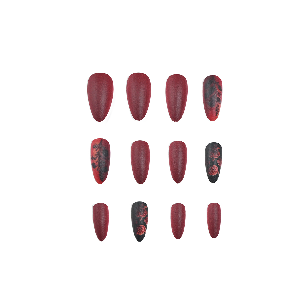 24 pieces of long almond-shape - Nail Art Red review and price