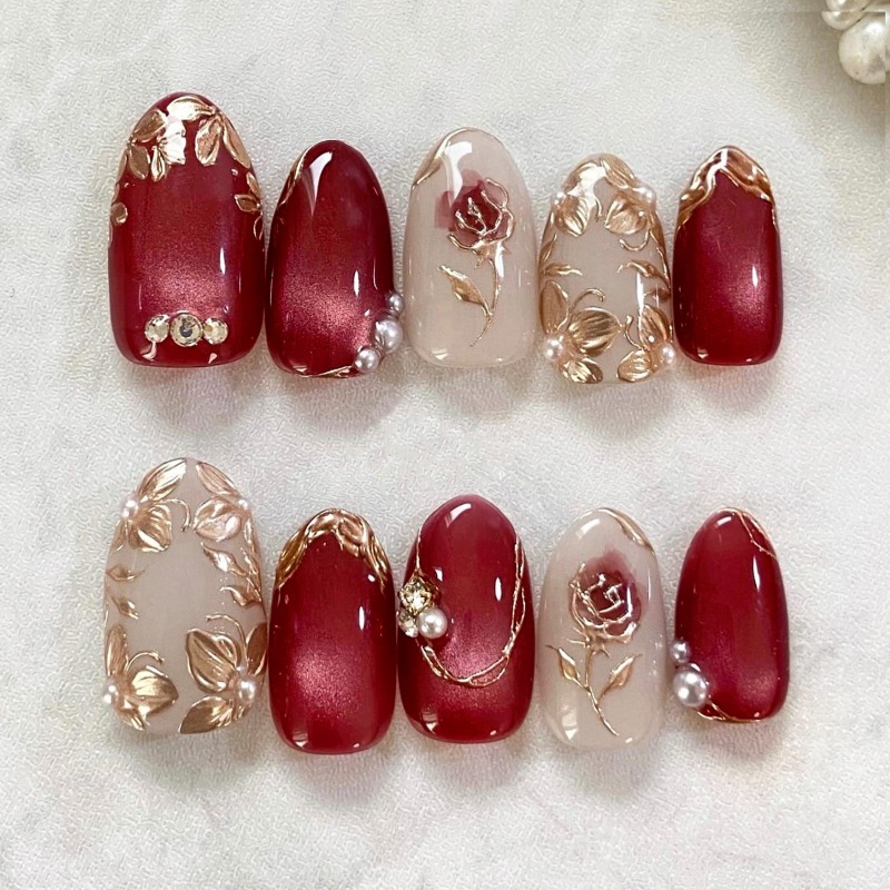 24PCS Gilt Rose Almond Stick o - Nail Art Cat Eye Simple review and price