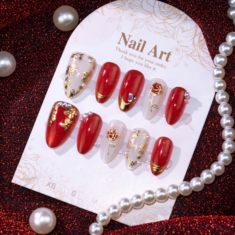 24PCS Gilt Rose Almond Stick o - Nail Art Cat Eye Simple review and price