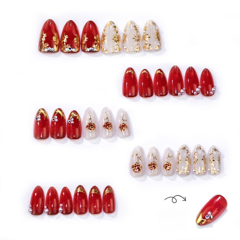 24PCS Gilt Rose Almond Stick o - Nail Art Cat Eye Simple review and price