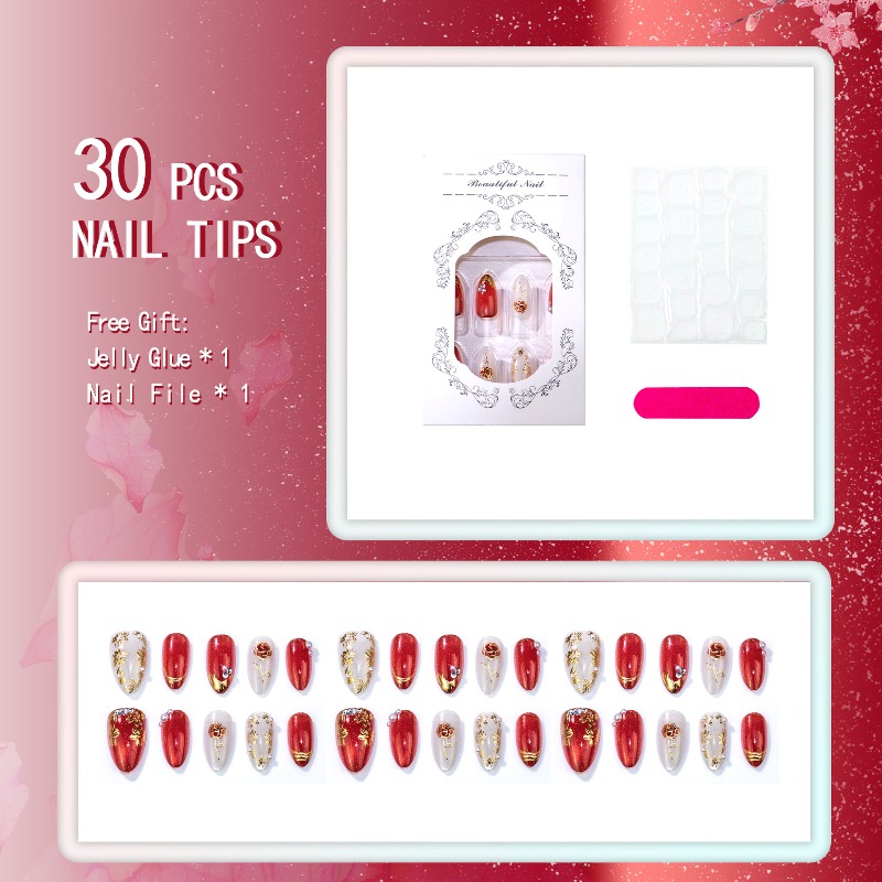 24PCS Gilt Rose Almond Stick o - Nail Art Cat Eye Simple review and price