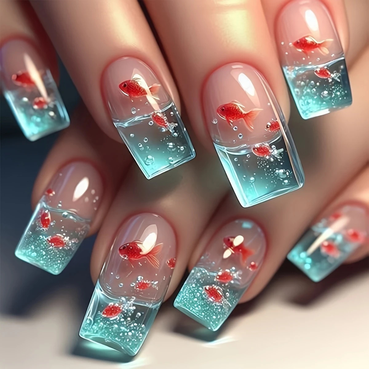Medium long Square fake nails  - Nail Art Red review and price