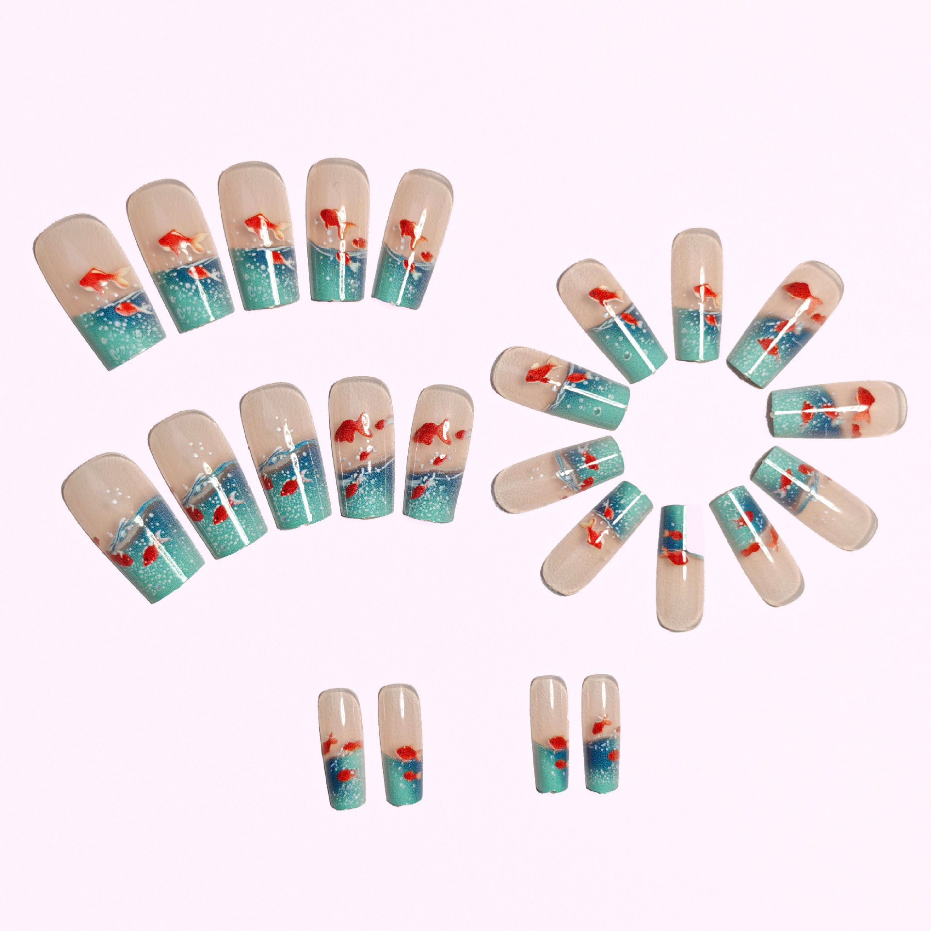 Medium long Square fake nails  - Nail Art Red review and price