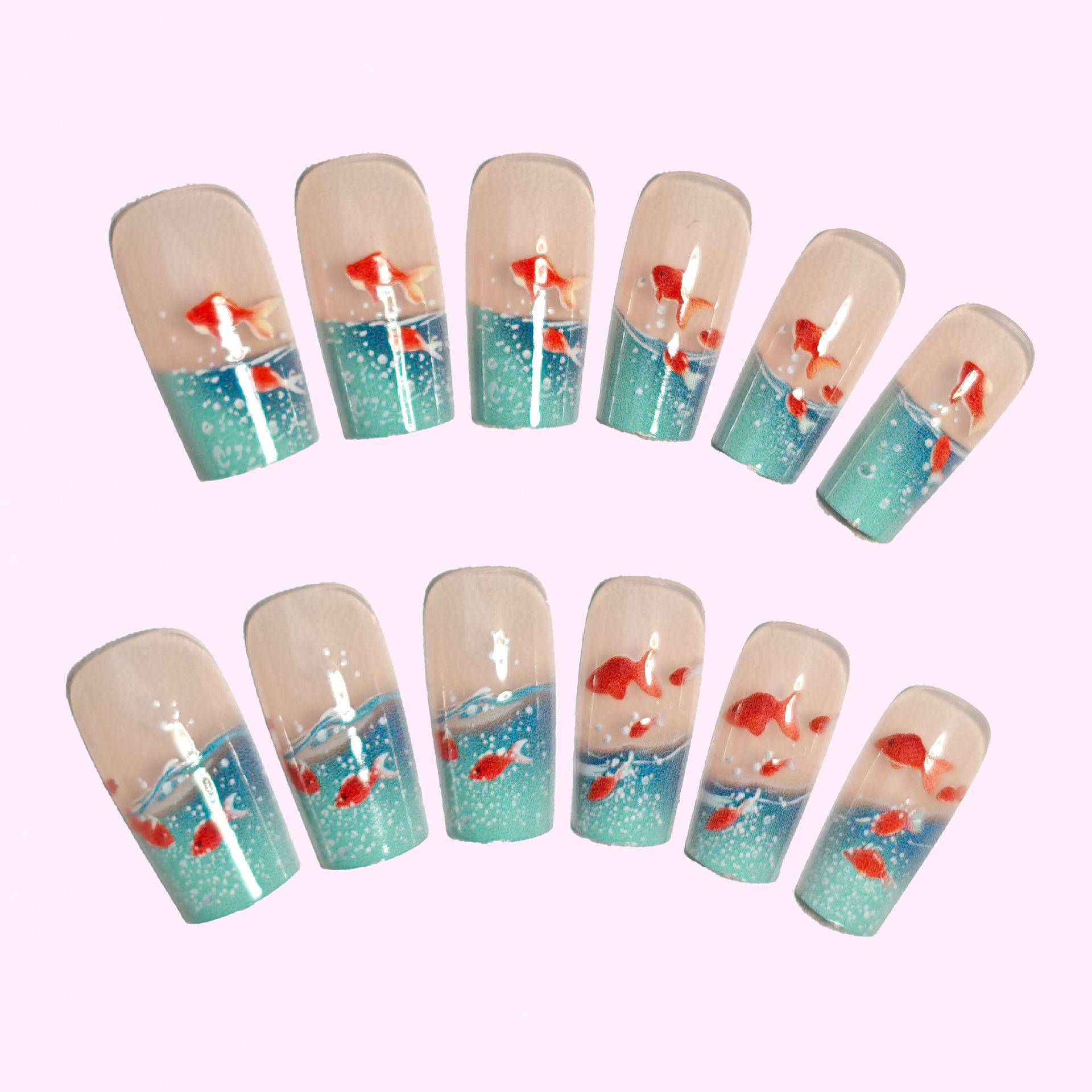 Medium long Square fake nails  - Nail Art Red review and price
