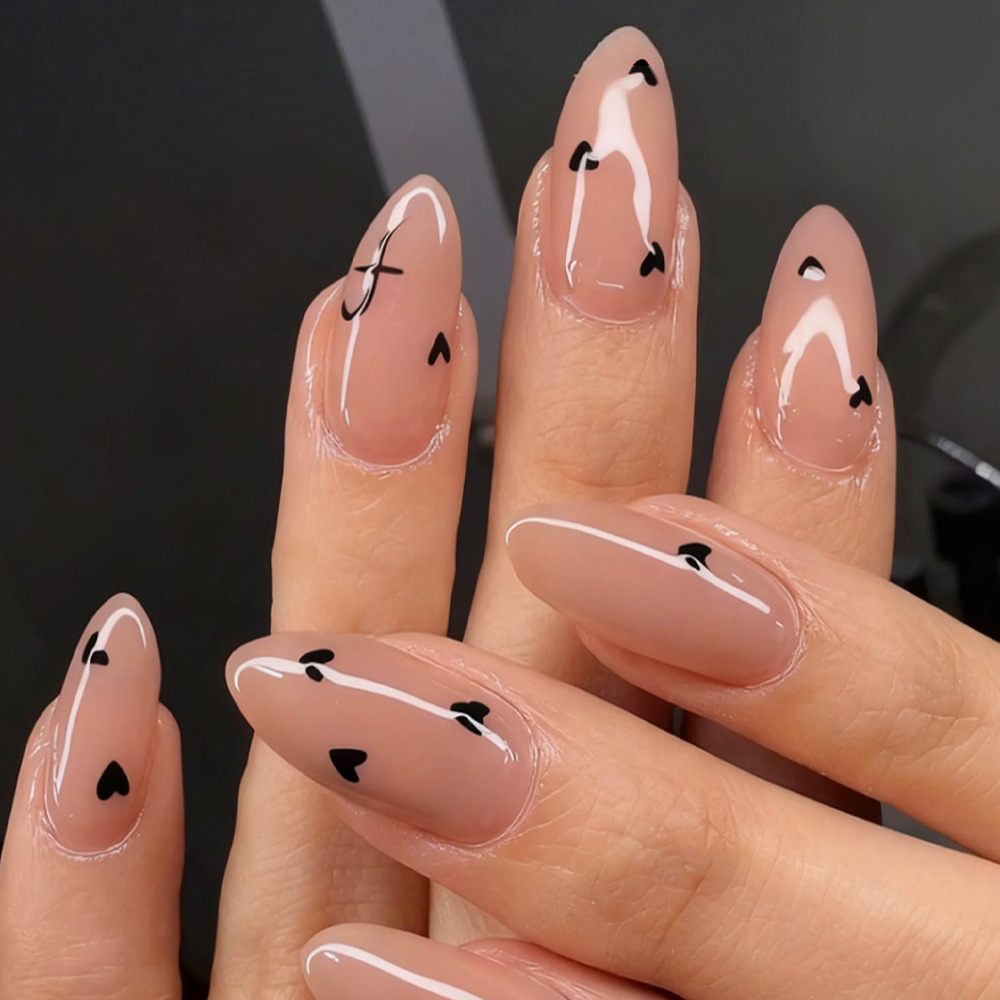 Medium almond fake nails in Be - Nail Art Red review and price