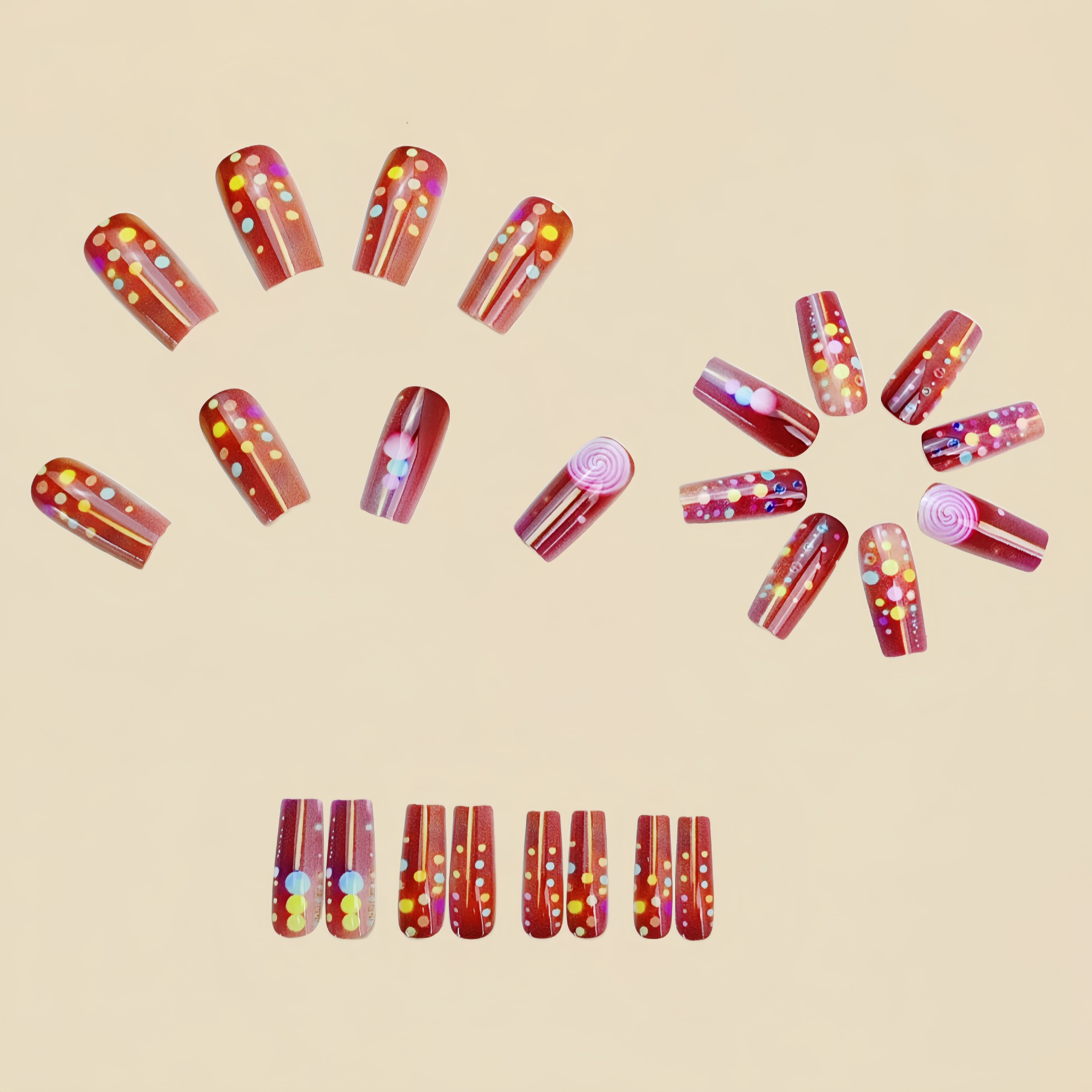 Medium long fake nails for wom - Nail Art Red review and price