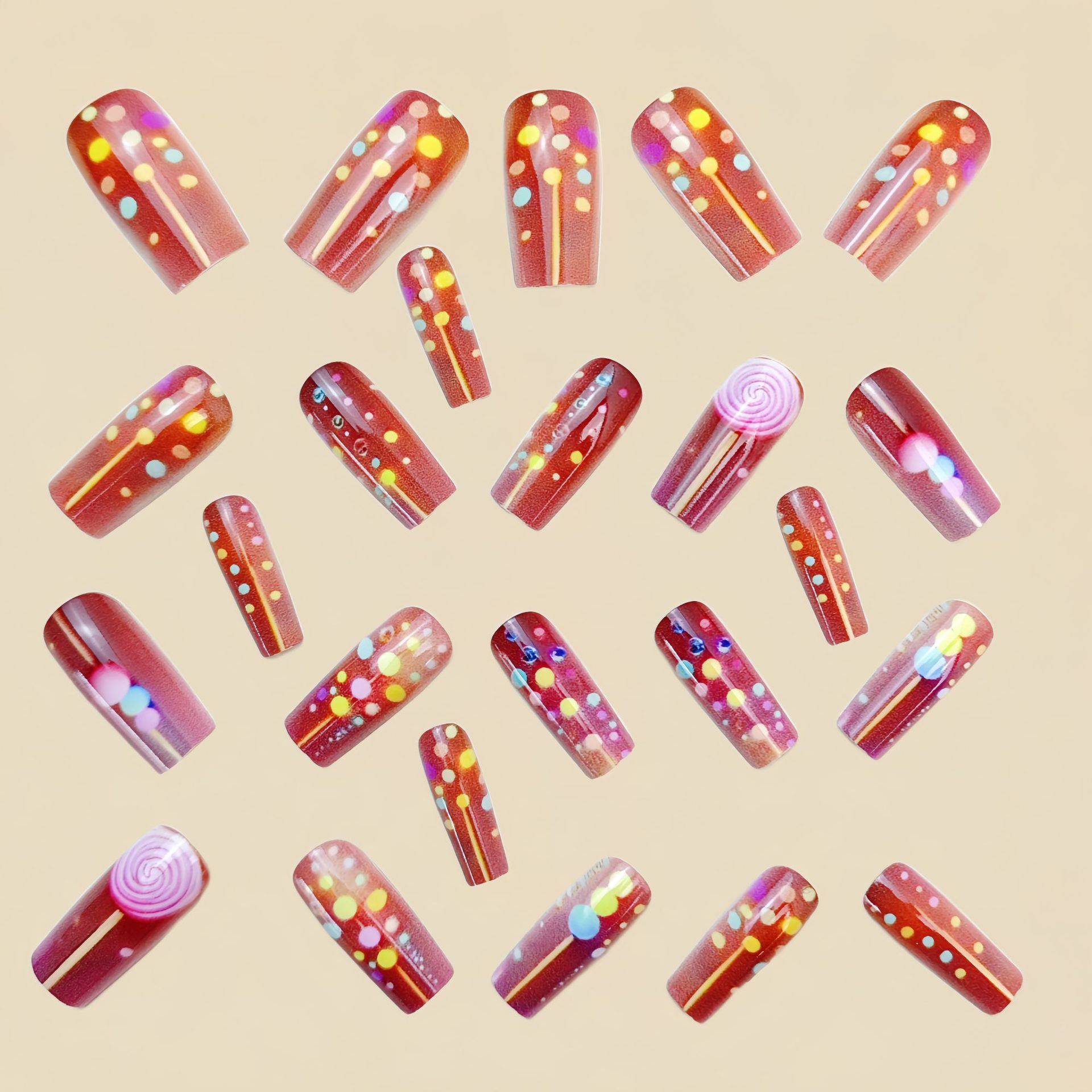 Medium long fake nails for wom - Nail Art Red review and price