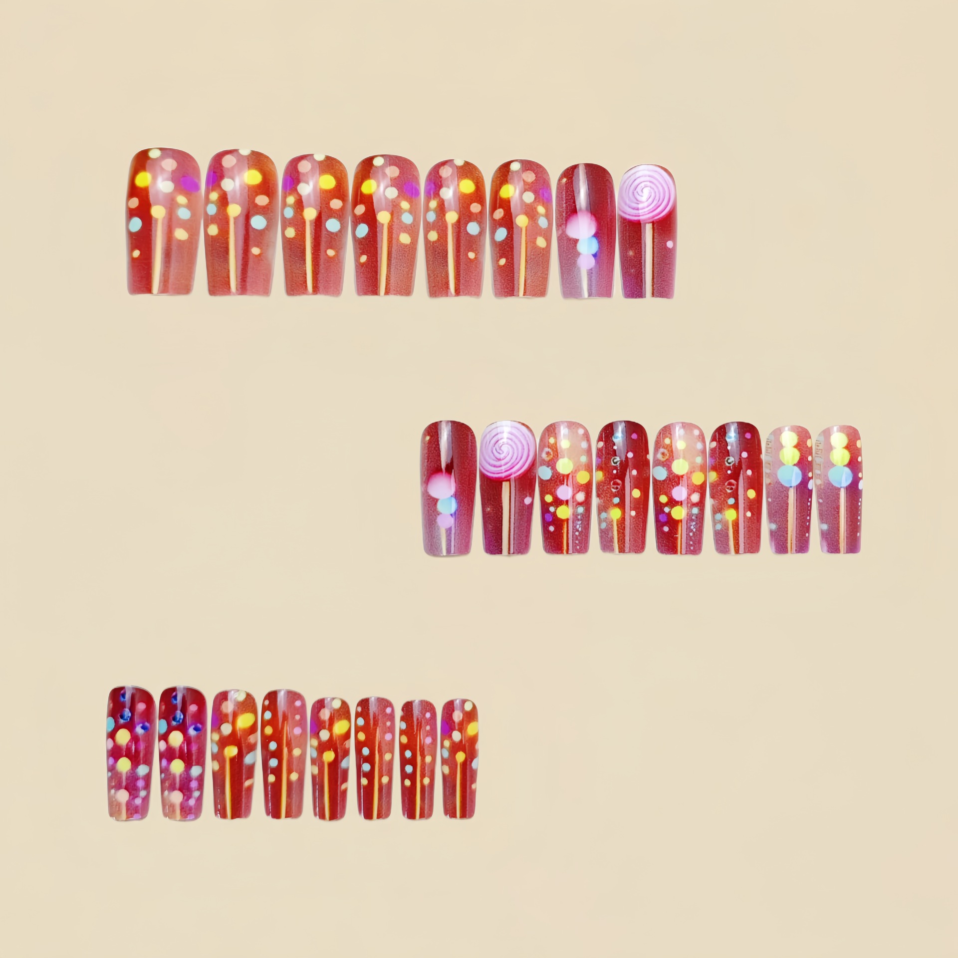 Medium long fake nails for wom - Nail Art Red review and price