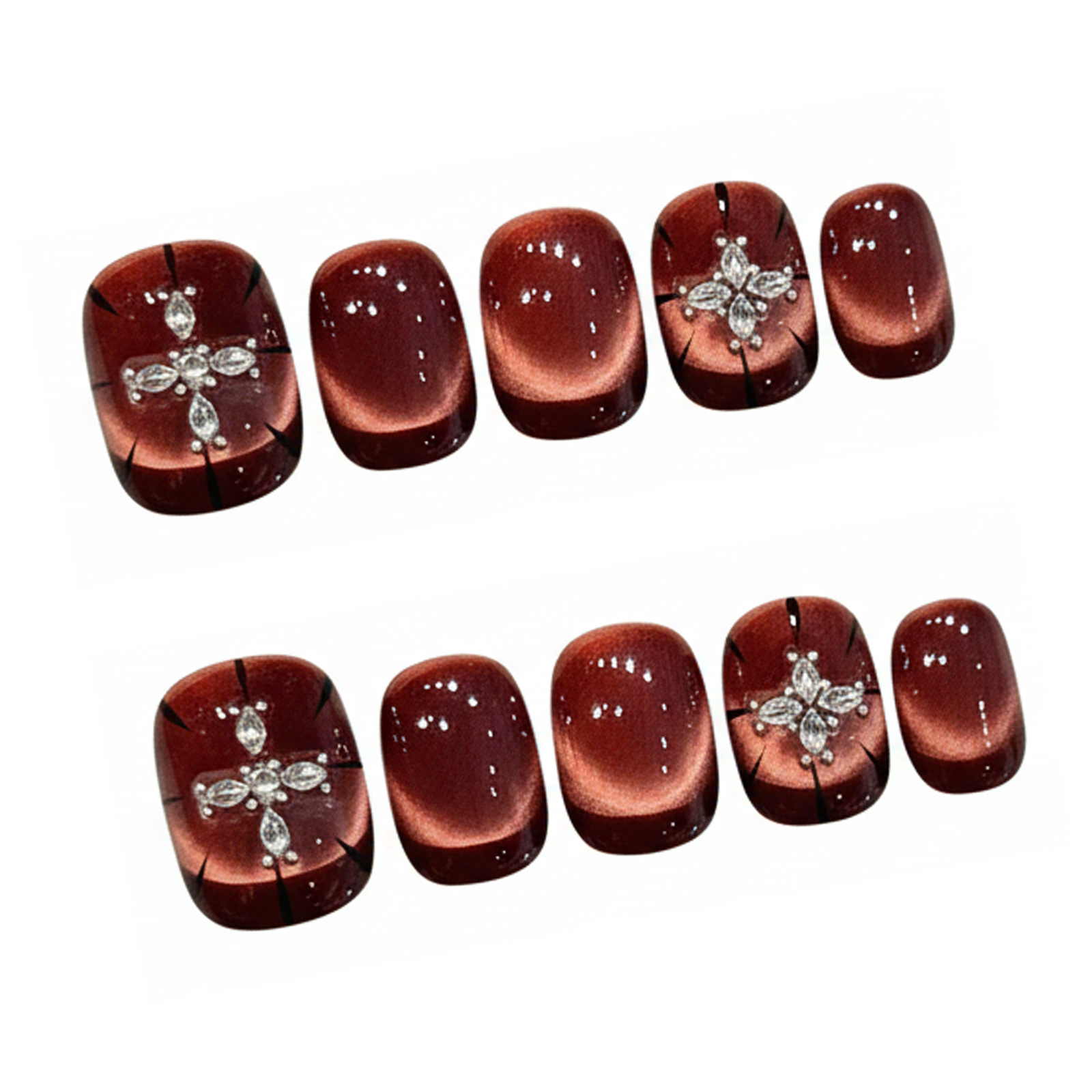 10pcs Wine-red Cat's Eye Press - Nail Art Red review and price