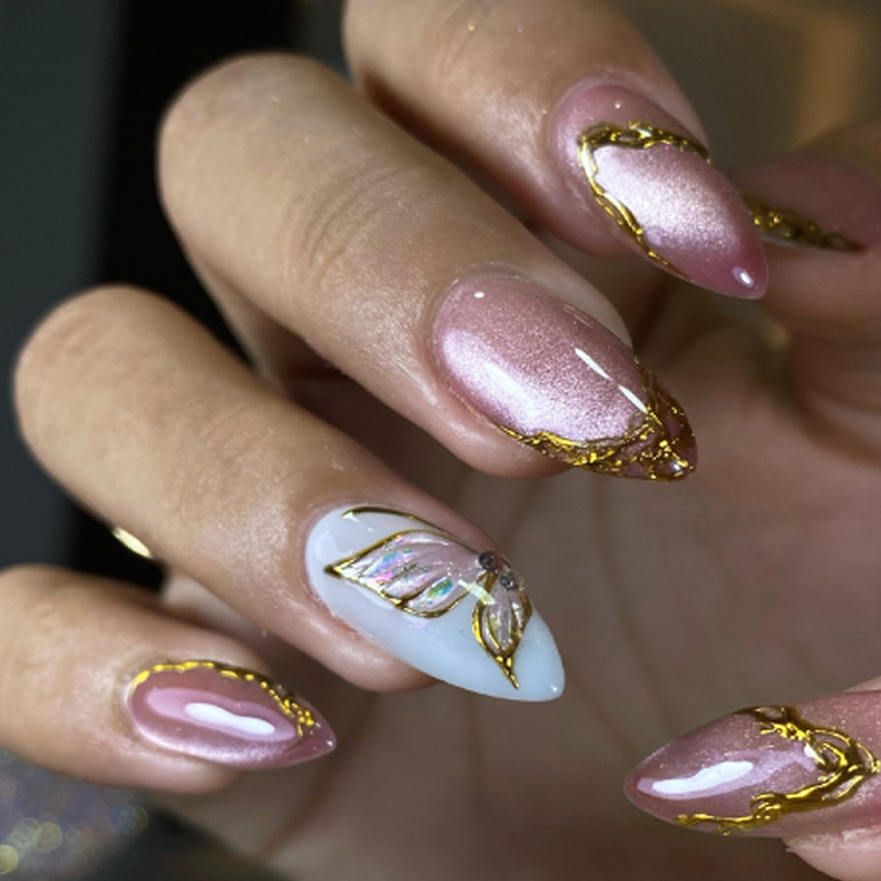 Cat Eye Almond False Nails Gol - Nail Art Cat Eye Simple review and price
