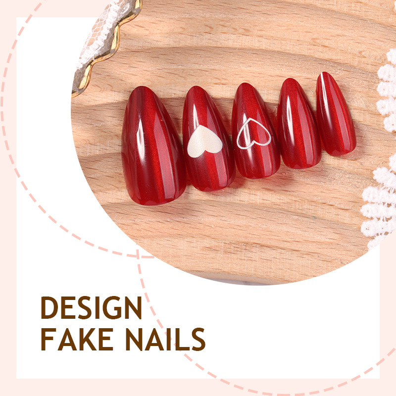 24PCS Simple Red Cat Eye Almon - Nail Art Cat Eye Simple review and price