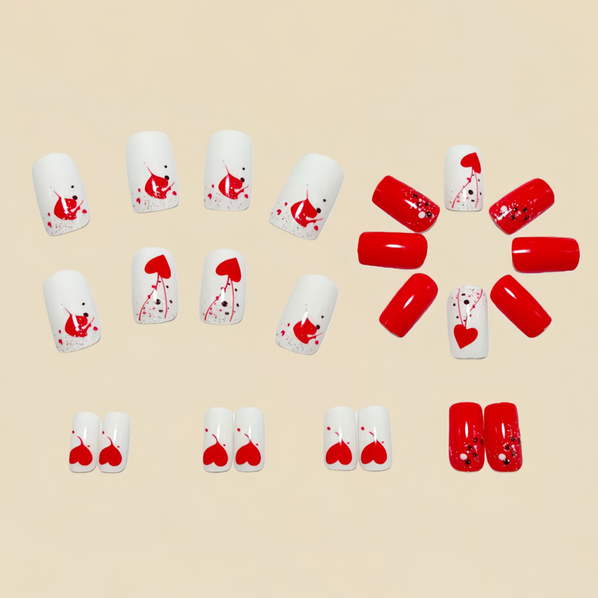 Short Medium fake nails for wo - Nail Art Red review and price