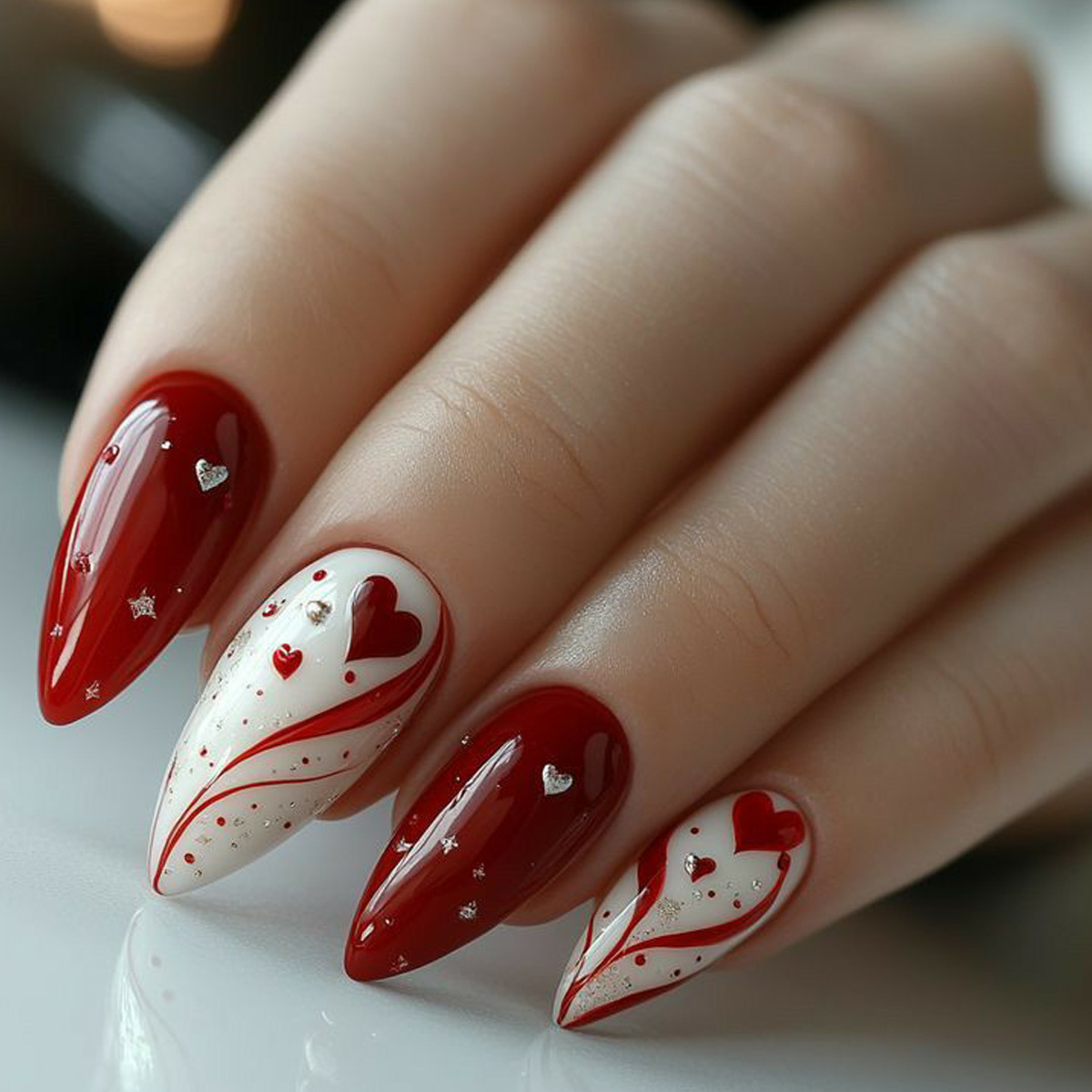 Short Medium fake nails for wo - Nail Art Red review and price