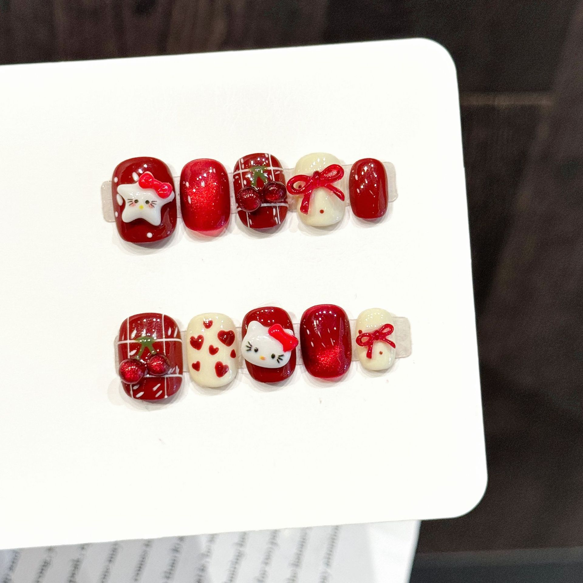 10PCS Handmade Nail Art Red Wh - Nail Art Red review and price
