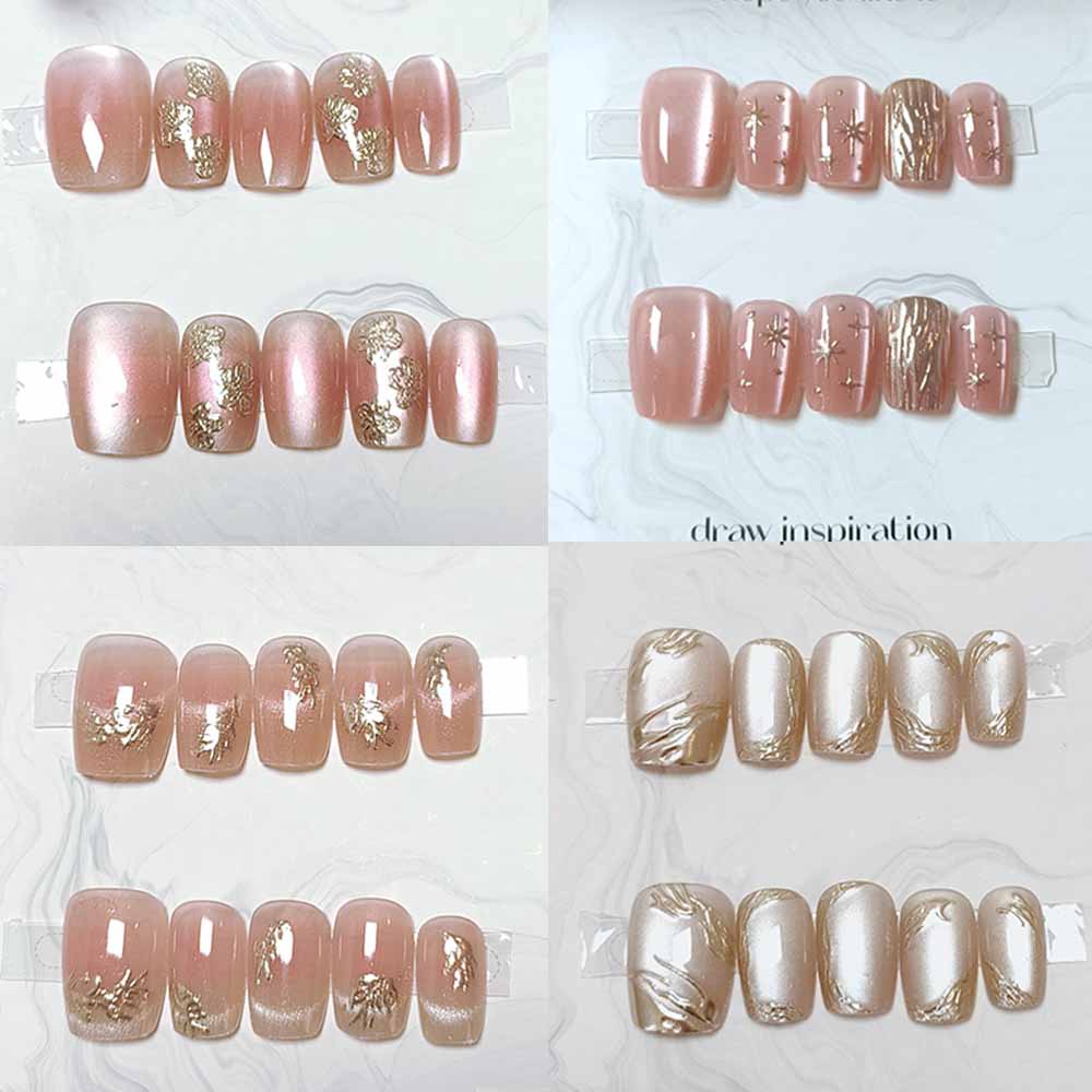 10 Pcs Hand Crafted Gold-plate - Nail Art Cat Eye Simple review and price