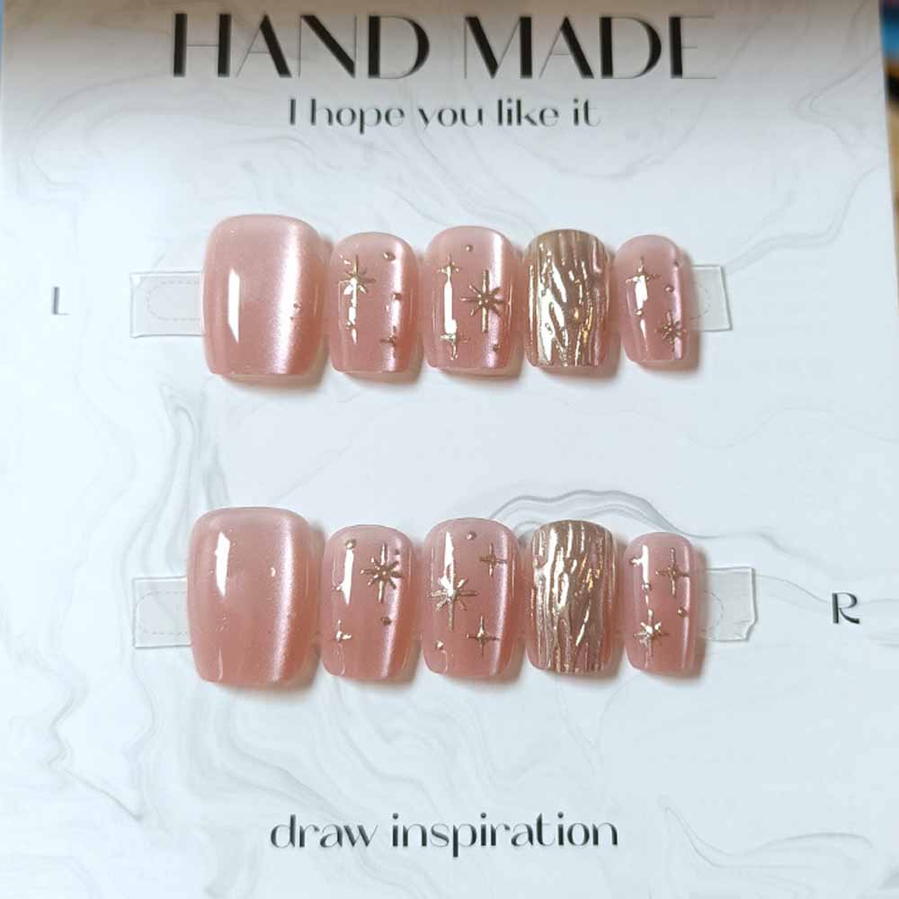 10 Pcs Hand Crafted Gold-plate - Nail Art Cat Eye Simple review and price