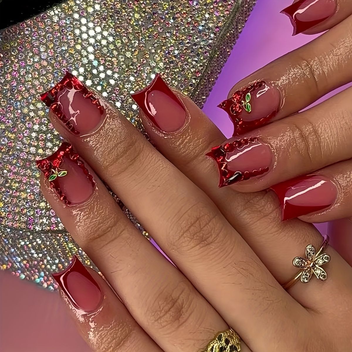 24pcs Finished Fake Nails Fren - Nail Art Red review and price