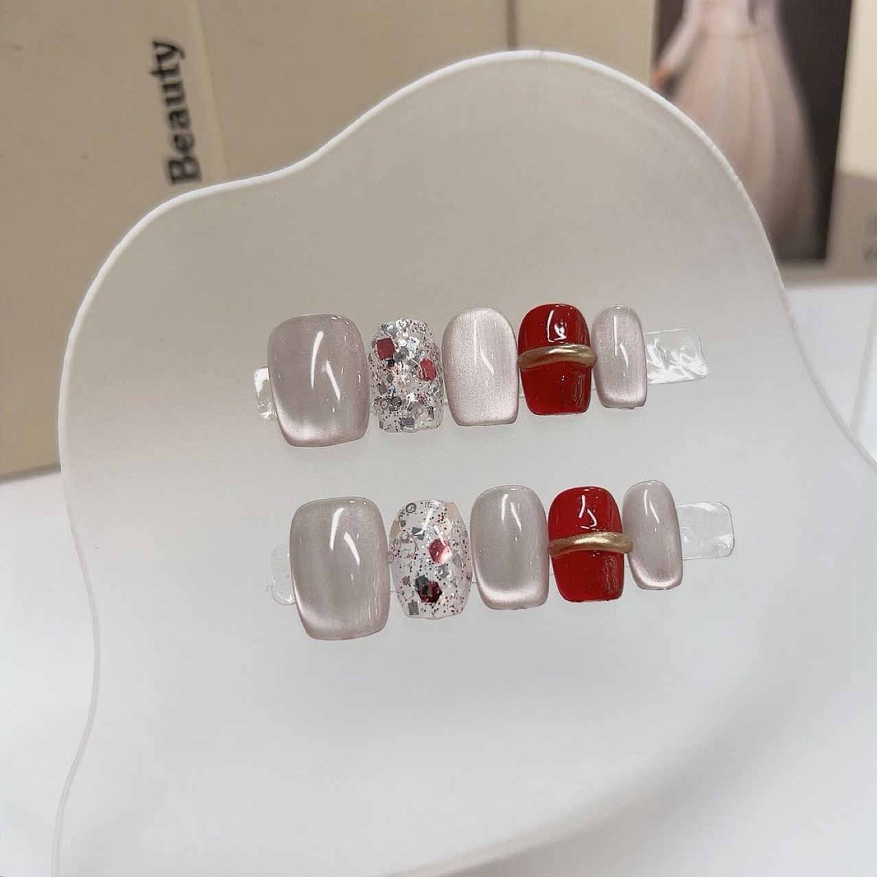 10PCS Light Luxury Short Squar - Nail Art Cat Eye Simple review and price