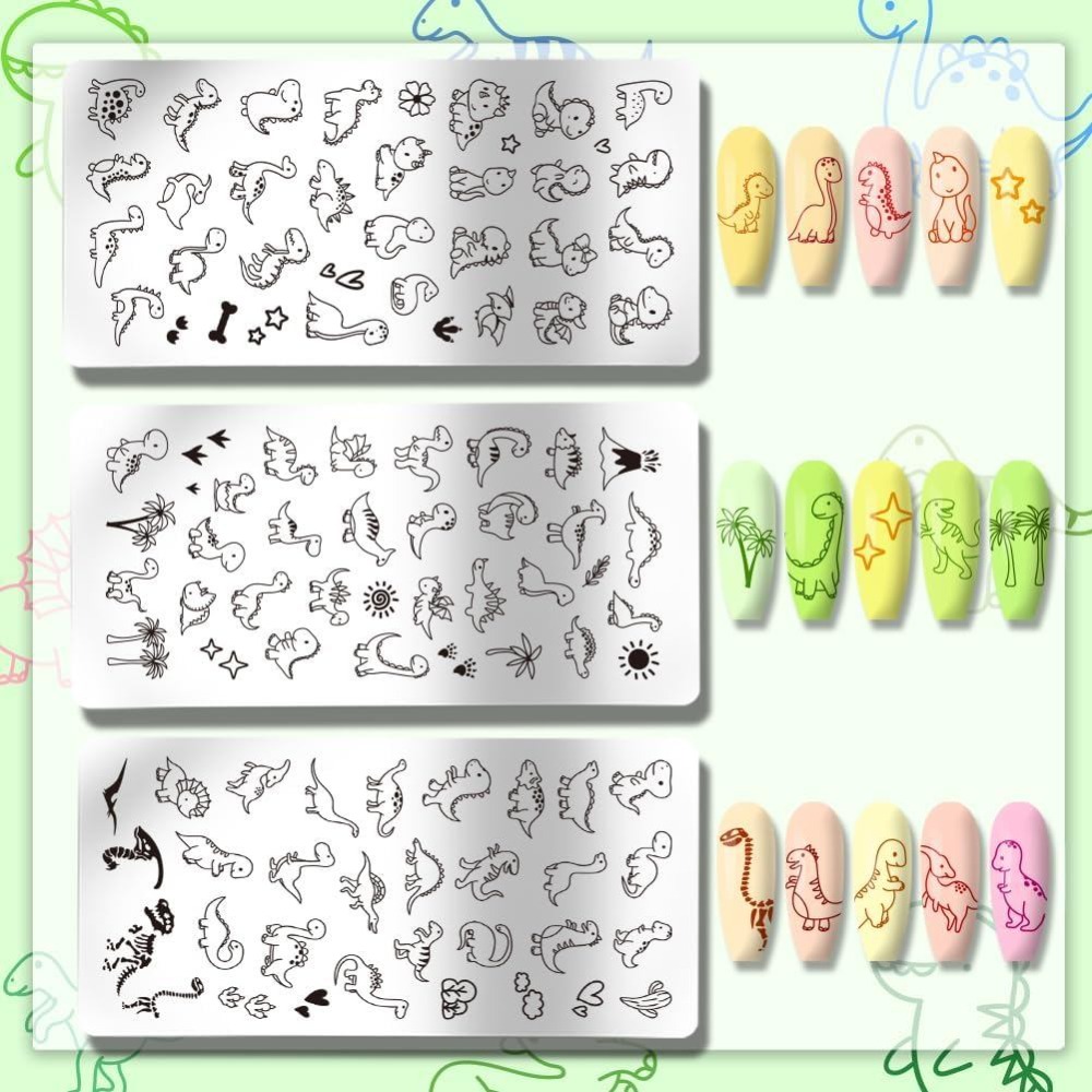 3pcs Dinosaur Nail Stamping Pl - Nail Art Love review and price